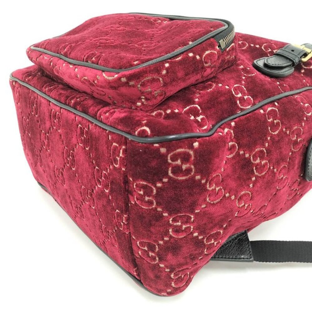 Gucci Backpack GG Velvet Velor Red - Picture 3 of 10